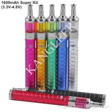 1600mAh VV Mod for E Cigarette, 3.3V-4.8V Vaporizer Pen Kit Comes with Twist Battery and Bottom Dual Coil Clearomizer